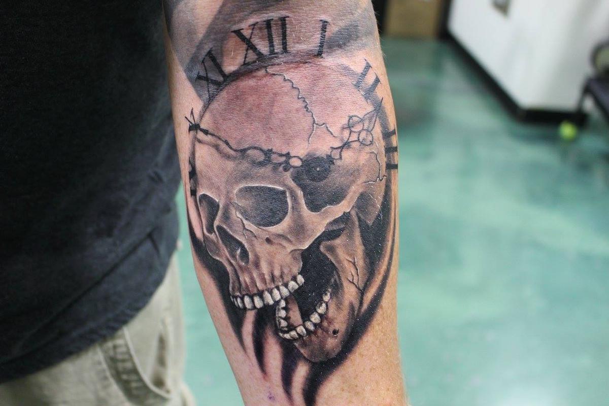 Skull and Clock Chest Tattoo - wide 5